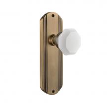 Nostalgic Warehouse 748032 - Nostalgic Warehouse Deco Plate Passage Waldorf White Milk Glass Knob in Antique Brass