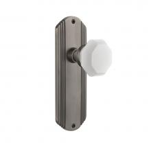 Nostalgic Warehouse 748033 - Nostalgic Warehouse Deco Plate Passage Waldorf White Milk Glass Knob in Antique Pewter