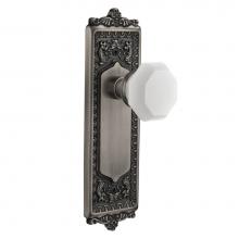 Nostalgic Warehouse 748065 - Nostalgic Warehouse Egg & Dart Plate Passage Waldorf White Milk Glass Knob in Antique Pewter