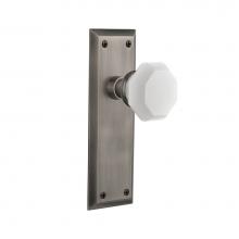 Nostalgic Warehouse 748152 - Nostalgic Warehouse New York Plate Passage Waldorf White Milk Glass Knob in Antique Pewter