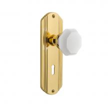Nostalgic Warehouse 748372 - Nostalgic Warehouse Deco Plate with Keyhole Passage Waldorf White Milk Glass Knob in Polished Bras