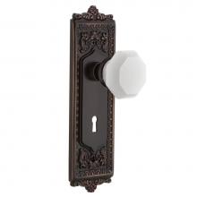Nostalgic Warehouse 748402 - Nostalgic Warehouse Egg & Dart Plate with Keyhole Passage Waldorf White Milk Glass Knob in Tim