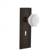 Nostalgic Warehouse 748446 - Nostalgic Warehouse Mission Plate with Keyhole Passage Waldorf White Milk Glass Knob in Oil-Rubbed