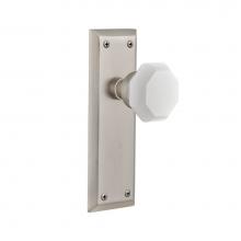 Nostalgic Warehouse 748760 - Nostalgic Warehouse New York Plate Double Dummy Waldorf White Milk Glass Knob in Satin Nickel