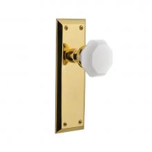 Nostalgic Warehouse 748762 - Nostalgic Warehouse New York Plate Double Dummy Waldorf White Milk Glass Knob in Unlacquered Brass