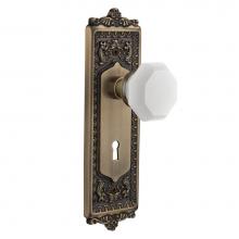 Nostalgic Warehouse 748814 - Nostalgic Warehouse Egg & Dart Plate with Keyhole Double Dummy Waldorf White Milk Glass Knob i