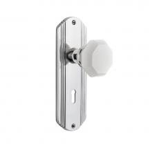 Nostalgic Warehouse 749293 - Nostalgic Warehouse Deco Plate with Keyhole Privacy Waldorf White Milk Glass Knob in Bright Chrome