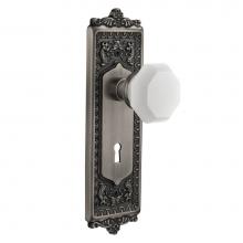 Nostalgic Warehouse 749313 - Nostalgic Warehouse Egg & Dart Plate with Keyhole Privacy Waldorf White Milk Glass Knob in Ant