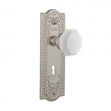 Nostalgic Warehouse 749365 - Nostalgic Warehouse Meadows Plate with Keyhole Privacy Waldorf White Milk Glass Knob in Satin Nick