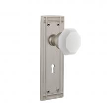 Nostalgic Warehouse 749383 - Nostalgic Warehouse Mission Plate with Keyhole Privacy Waldorf White Milk Glass Knob in Satin Nick