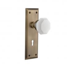 Nostalgic Warehouse 749388 - Nostalgic Warehouse New York Plate with Keyhole Privacy Waldorf White Milk Glass Knob in Antique B