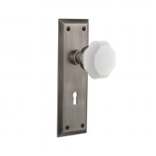 Nostalgic Warehouse 749389 - Nostalgic Warehouse New York Plate with Keyhole Privacy Waldorf White Milk Glass Knob in Antique P