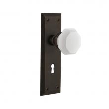 Nostalgic Warehouse 749410 - Nostalgic Warehouse New York Plate with Keyhole Privacy Waldorf White Milk Glass Knob in Oil-Rubbe