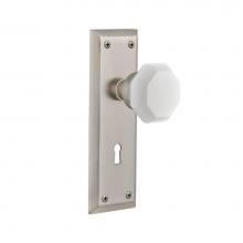 Nostalgic Warehouse 749533 - Nostalgic Warehouse New York Plate Interior Mortise Waldorf White Milk Glass Knob in Satin Nickel