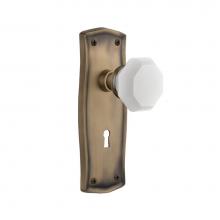 Nostalgic Warehouse 749536 - Nostalgic Warehouse Prairie Plate Interior Mortise Waldorf White Milk Glass Knob in Antique Brass
