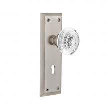 Nostalgic Warehouse 750597 - Nostalgic Warehouse New York Plate Passage with Keyhole Crystal Egg & Dart Knob in Satin Nicke