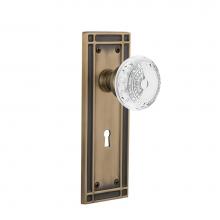 Nostalgic Warehouse 751883 - Nostalgic Warehouse Mission Plate Privacy with Keyhole Crystal Meadows Knob in Antique Brass