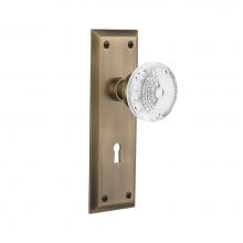 Nostalgic Warehouse 751998 - Nostalgic Warehouse New York Plate Single Dummy with Keyhole Crystal Meadows Knob in Antique Brass