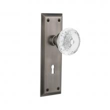 Nostalgic Warehouse 752003 - Nostalgic Warehouse New York Plate Passage with Keyhole Crystal Meadows Knob in Antique Pewter