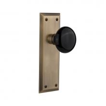 Nostalgic Warehouse 709306 - Nostalgic Warehouse New York Plate Passage Black Porcelain Door Knob in Antique Brass