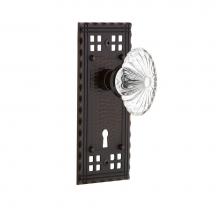 Nostalgic Warehouse 710163 - Nostalgic Warehouse Craftsman Plate with Keyhole Passage Oval Fluted Crystal Glass Door Knob in Ti