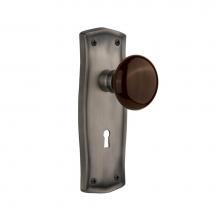 Nostalgic Warehouse 710523 - Nostalgic Warehouse Prairie Plate with Keyhole Passage Brown Porcelain Door Knob in Antique Pewter