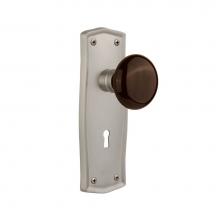 Nostalgic Warehouse 710527 - Nostalgic Warehouse Prairie Plate with Keyhole Passage Brown Porcelain Door Knob in Satin Nickel