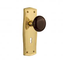 Nostalgic Warehouse 710622 - Nostalgic Warehouse Prairie Plate with Keyhole Single Dummy Brown Porcelain Door Knob in Polished