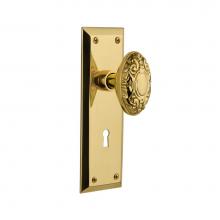 Nostalgic Warehouse 717074 - Nostalgic Warehouse New York Plate with Keyhole Privacy Victorian Door Knob in Unlacquered Brass