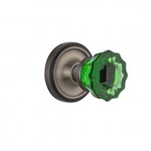 Nostalgic Warehouse 720161 - Nostalgic Warehouse Classic Rosette Passage Crystal Emerald Glass Door Knob in Antique Pewter