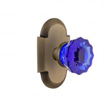 Nostalgic Warehouse 720276 - Nostalgic Warehouse Cottage Plate Passage Crystal Cobalt Glass Door Knob in Antique Brass
