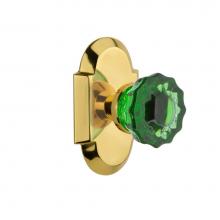 Nostalgic Warehouse 720289 - Nostalgic Warehouse Cottage Plate Passage Crystal Emerald Glass Door Knob in Polished Brass