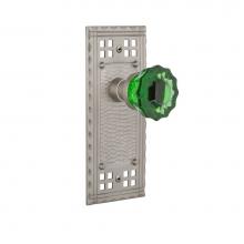 Nostalgic Warehouse 720381 - Nostalgic Warehouse Craftsman Plate Passage Crystal Emerald Glass Door Knob in Satin Nickel