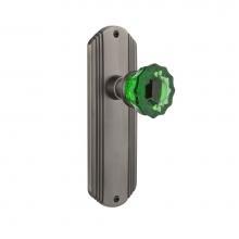 Nostalgic Warehouse 720439 - Nostalgic Warehouse Deco Plate Passage Crystal Emerald Glass Door Knob in Antique Pewter