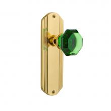 Nostalgic Warehouse 720544 - Nostalgic Warehouse Deco Plate Passage Waldorf Emerald Door Knob in Unlaquered Brass