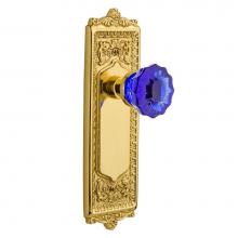 Nostalgic Warehouse 720571 - Nostalgic Warehouse Egg & Dart Plate Passage Crystal Cobalt Glass Door Knob in Unlaquered Bras