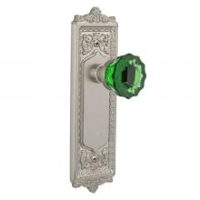 Nostalgic Warehouse 720581 - Nostalgic Warehouse Egg & Dart Plate Passage Crystal Emerald Glass Door Knob in Satin Nickel