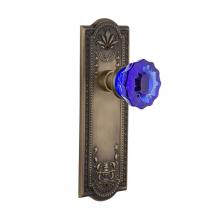 Nostalgic Warehouse 720645 - Nostalgic Warehouse Meadows Plate Passage Crystal Cobalt Glass Door Knob in Antique Brass