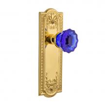 Nostalgic Warehouse 720669 - Nostalgic Warehouse Meadows Plate Passage Crystal Cobalt Glass Door Knob in Unlaquered Brass
