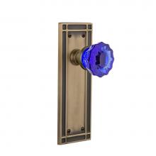 Nostalgic Warehouse 720743 - Nostalgic Warehouse Mission Plate Passage Crystal Cobalt Glass Door Knob in Antique Brass