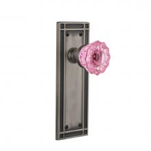 Nostalgic Warehouse 720751 - Nostalgic Warehouse Mission Plate Passage Crystal Pink Glass Door Knob in Antique Pewter