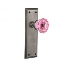 Nostalgic Warehouse 720824 - Nostalgic Warehouse New York Plate Passage Crystal Pink Glass Door Knob in Antique Pewter