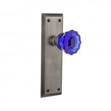 Nostalgic Warehouse 720825 - Nostalgic Warehouse New York Plate Passage Crystal Cobalt Glass Door Knob in Antique Pewter