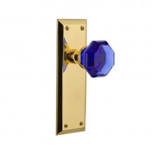 Nostalgic Warehouse 720888 - Nostalgic Warehouse New York Plate Passage Waldorf Cobalt Door Knob in Polished Brass