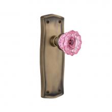 Nostalgic Warehouse 720933 - Nostalgic Warehouse Prairie Plate Passage Crystal Pink Glass Door Knob in Antique Brass