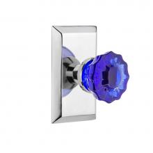Nostalgic Warehouse 721155 - Nostalgic Warehouse Studio Plate Passage Crystal Cobalt Glass Door Knob in Bright Chrome