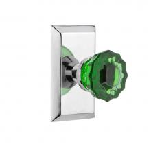Nostalgic Warehouse 721165 - Nostalgic Warehouse Studio Plate Passage Crystal Emerald Glass Door Knob in Bright Chrome