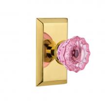 Nostalgic Warehouse 721181 - Nostalgic Warehouse Studio Plate Passage Crystal Pink Glass Door Knob in Polished Brass