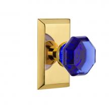 Nostalgic Warehouse 721234 - Nostalgic Warehouse Studio Plate Passage Waldorf Cobalt Door Knob in Polished Brass