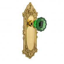 Nostalgic Warehouse 721272 - Nostalgic Warehouse Victorian Plate Passage Crystal Emerald Glass Door Knob in Unlaquered Brass